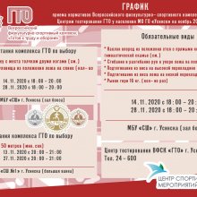 Основные испытания комплекса ГТО на ноябрь 2020 года