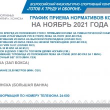 ГРАФИК ПРИЕМА НОРМАТИВОВ ГТО НА НОЯБРЬ 2021 ГОДА
