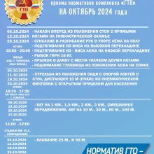 ГРАФИК ПРИЕМА НОРМАТИВОВ ВФСК "ГТО" НА ОКТЯБРЬ 2024 г.