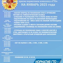 ГРАФИК ПРИЕМА НОРМАТИВОВ ВФСК "ГТО" НА ЯНВАРЬ 2025 г.